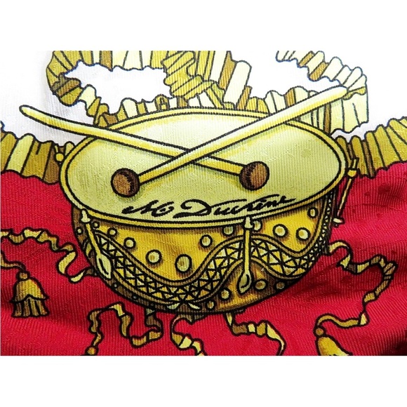 Hermes Red and Gold Scarf - Picture 11 of 14